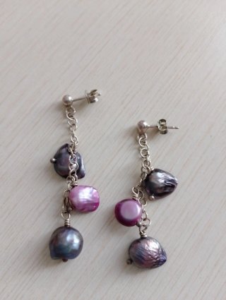 Orecchini artigianali argento 925+ perle viola