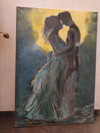 Quadro Innamorati Blu e Giallo