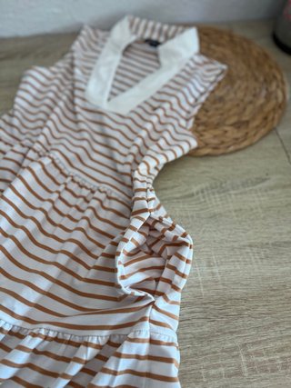 Vestido de rayas blanco y marrón Nautica