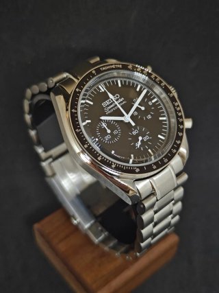 Reloj Seiko Speedmaster Negro Plateado moonmaster