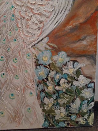 Quadro Pavone Bianco Portafortuna Acrilico