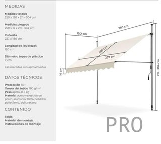Toldo plegable para balcón