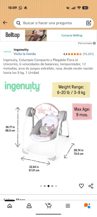 Columpio bebé con arco de juegos
