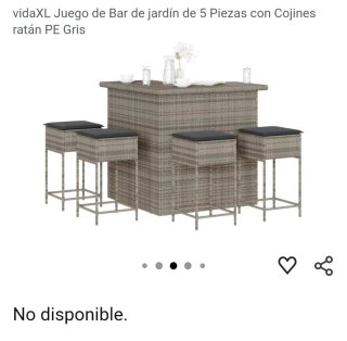 Juego de Bar Ratán PE Gris 5 Piezas