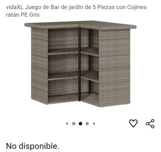 Juego de Bar Ratán PE Gris 5 Piezas