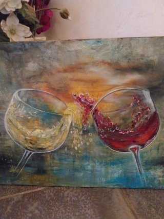 Quadro Cin cin bicchieri vino