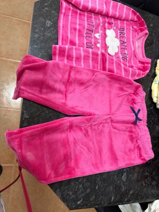 Pijama niña rosa rayas nube