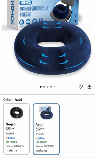 Cojín para coxis azul de forro polar