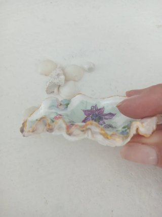 Concha joyero decoupage flores