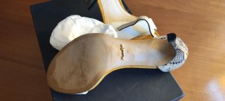 Sandalias Massimo Dutti Piel Tacon Beige/Oro T38