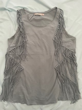 Blusa sin mangas con flecos Talla M