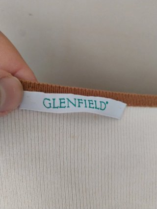 Cardigan Glenfield righe bianco e sabbia