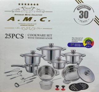 Batteria Pentole AMC 25 Pezzi Acciaio Inox