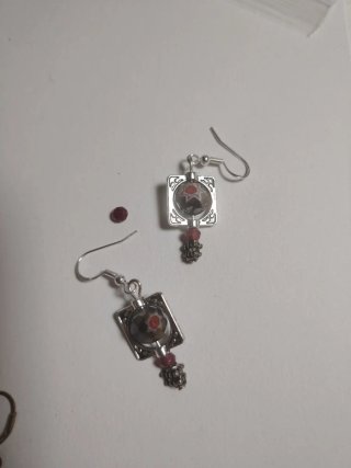 Pendientes plata con gancho y detalle murano