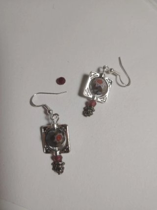 Pendientes plata con gancho y detalle murano