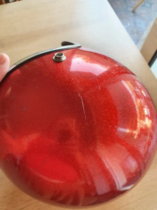 Casco Moto Vintage Rojo Glitter
