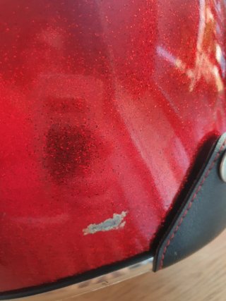Casco Moto Vintage Rojo Glitter