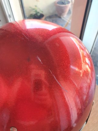 Casco Moto Vintage Rojo Glitter