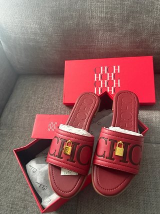 Sandalias CH Mujer Rojas y Doradas