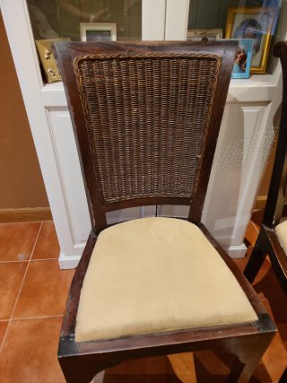 4 Sillas Comedor Madera y Mimbre