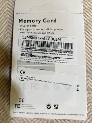 Carta Micro SD Sony 64GB con adattatore