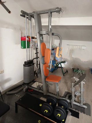 Máquina de gimnasio multifunción+ pesas+ guantes