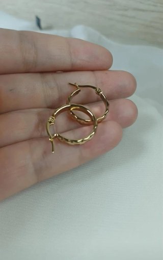 Pendientes Aro Labrado Chapado Oro 18k