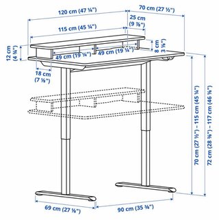 Mesa elevable de madera y metal