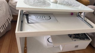 Mesa centro elevable cristal y madera