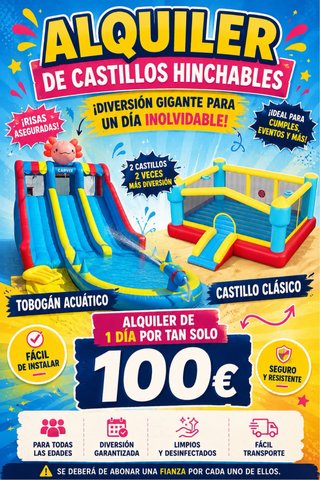 Alquiler Castillos Hinchables y Tobogán Acuático