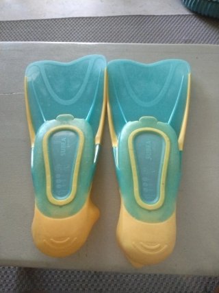Aletas de snorkel SUBEA azul y amarillo