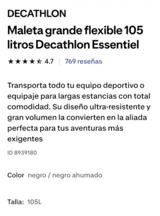 Maleta de viaje con ruedas 105L, nueva con etiquet