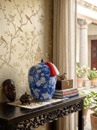 Jarrón Chino Tibor Tarro porcelana