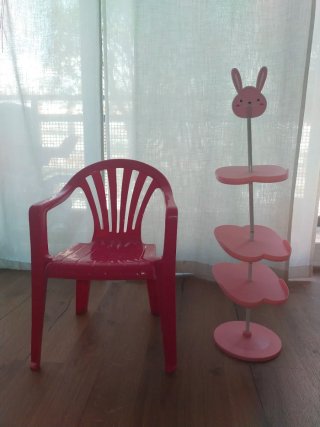 Silla y zapatero infantil rosa