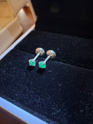 Pendientes Plata 925 Esmeralda Natural