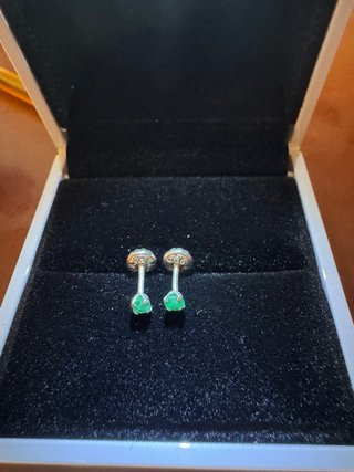 Pendientes Plata 925 Esmeralda Natural