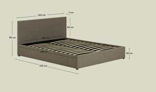 Cama con canapé abatible Nahiri gris para colchón de 150 x 200 cm