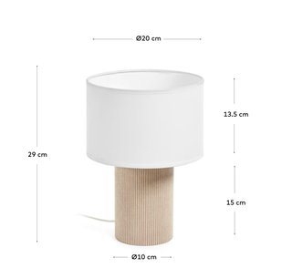 Lámpara de mesa Bianella de pana beige.