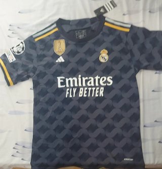 Camiseta Adidas Real Madrid Negra y Dorada y azul