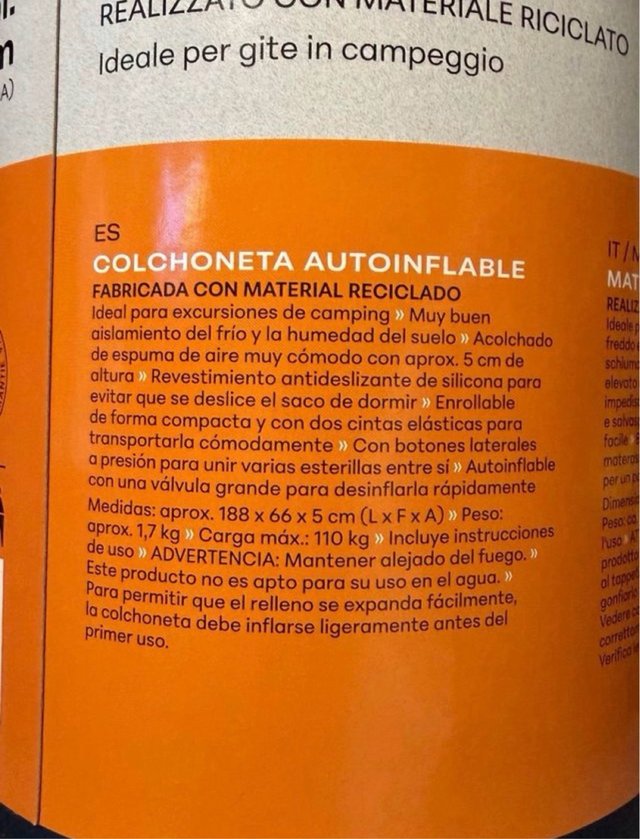 Colchoneta Crivit Autohinchable y Almohada Bestway