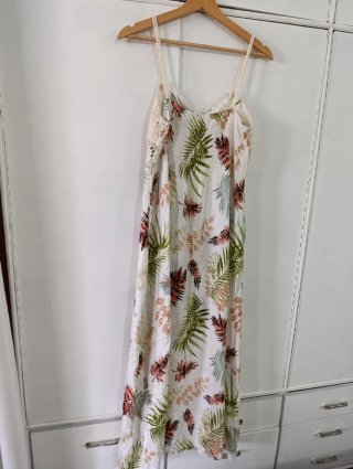 Vestido largo verano crochet estampado floral