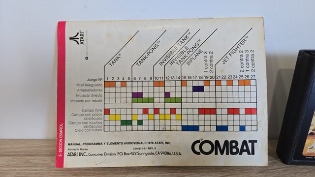 BUEN ESTADO!! Juego Atari Combat + caja + manual