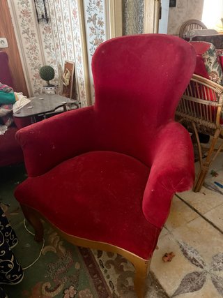 Sillón vintage terciopelo rojo