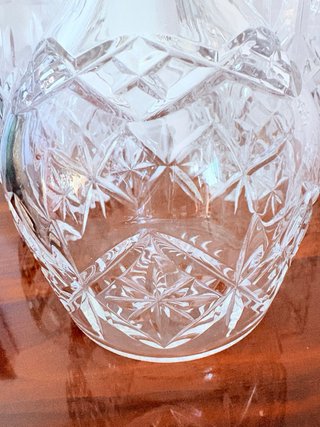 Juego de 4 licoreras antiguas de cristal tallado