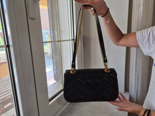 Borsa Gucci GG Marmont Pelle Nera Oro