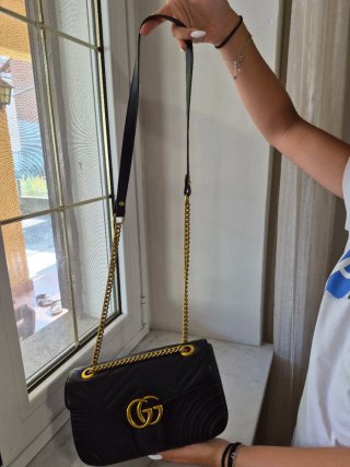 Borsa Gucci GG Marmont Pelle Nera Oro