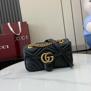 Borsa Gucci GG Marmont Pelle Nera Oro