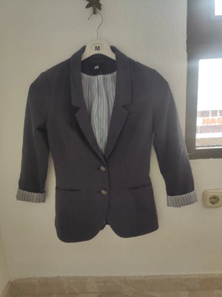 Chaqueta Blazer Azul con Parches talla M