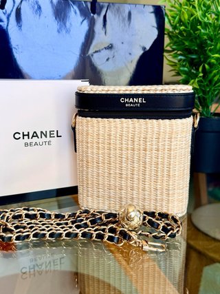 Neceser Chanel Beauté Rafia y Piel Negro