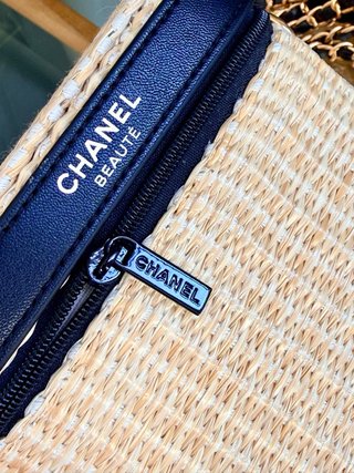 Neceser Chanel Beauté Rafia y Piel Negro